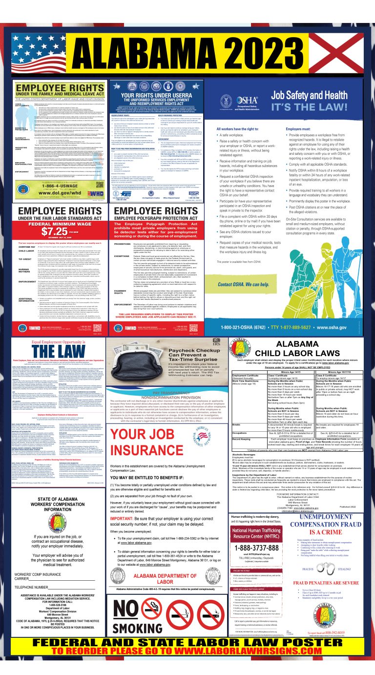 2023 Alabama Labor Law Posters ⭐ State, Federal, OSHA LABORLAWHRSIGNS