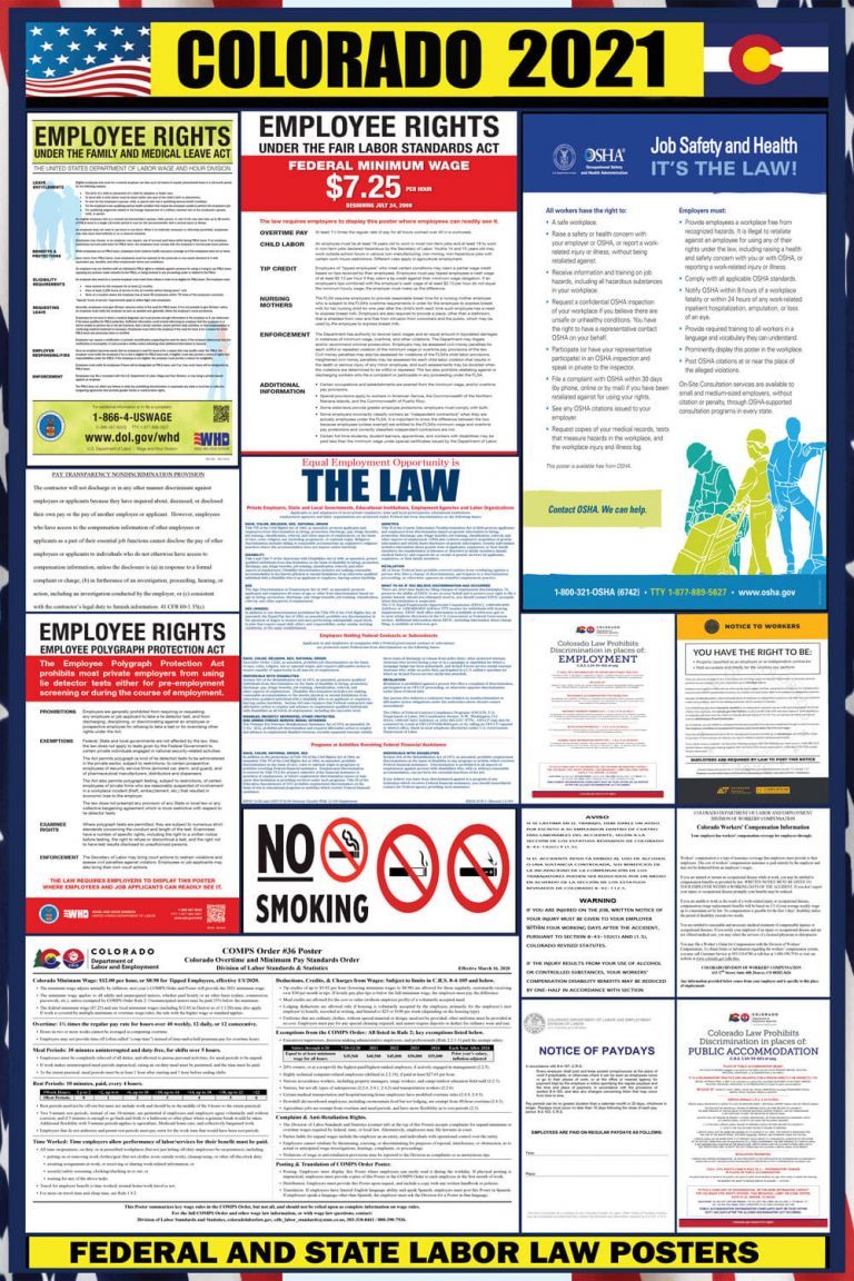 2021 Colorado Labor Law Posters ⭐ State, Federal, OSHA LABORLAWHRSIGNS