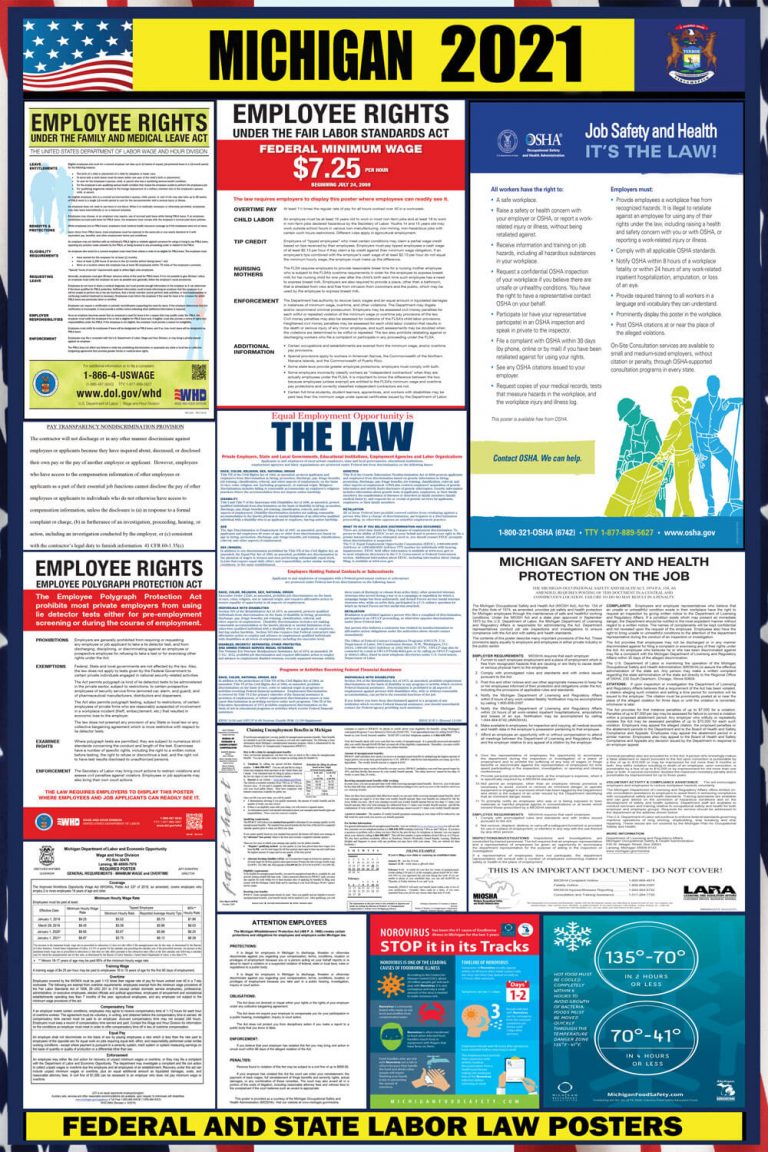 2021 Michigan Labor Law Posters ⭐ State, Federal, OSHA LABORLAWHRSIGNS