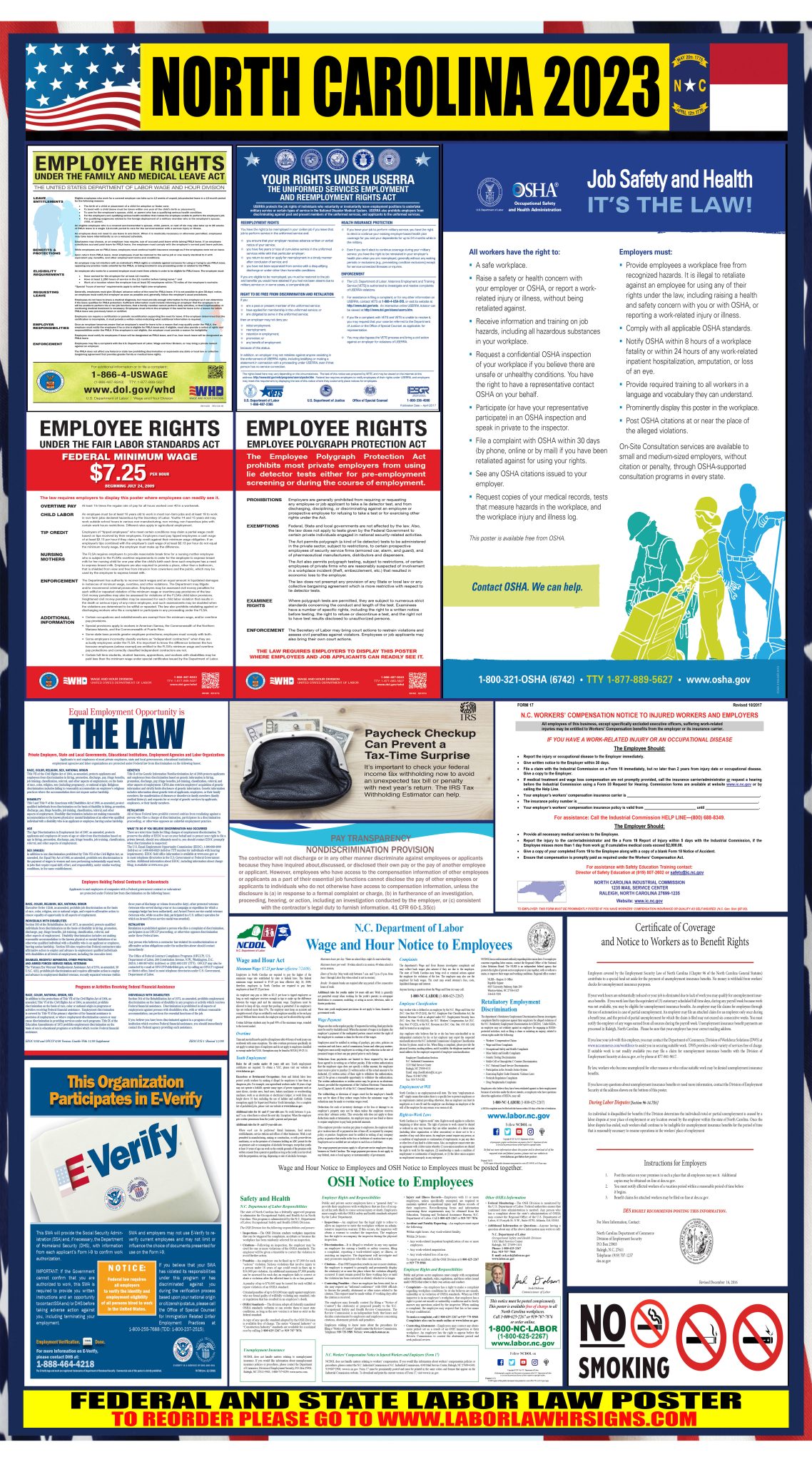 2023 North Carolina Labor Law Posters ⭐ State, Federal, OSHA