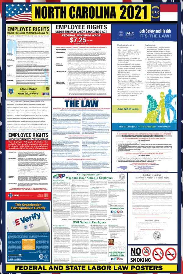 2021 North Carolina Labor Law Posters ⭐ | State, Federal, OSHA ...