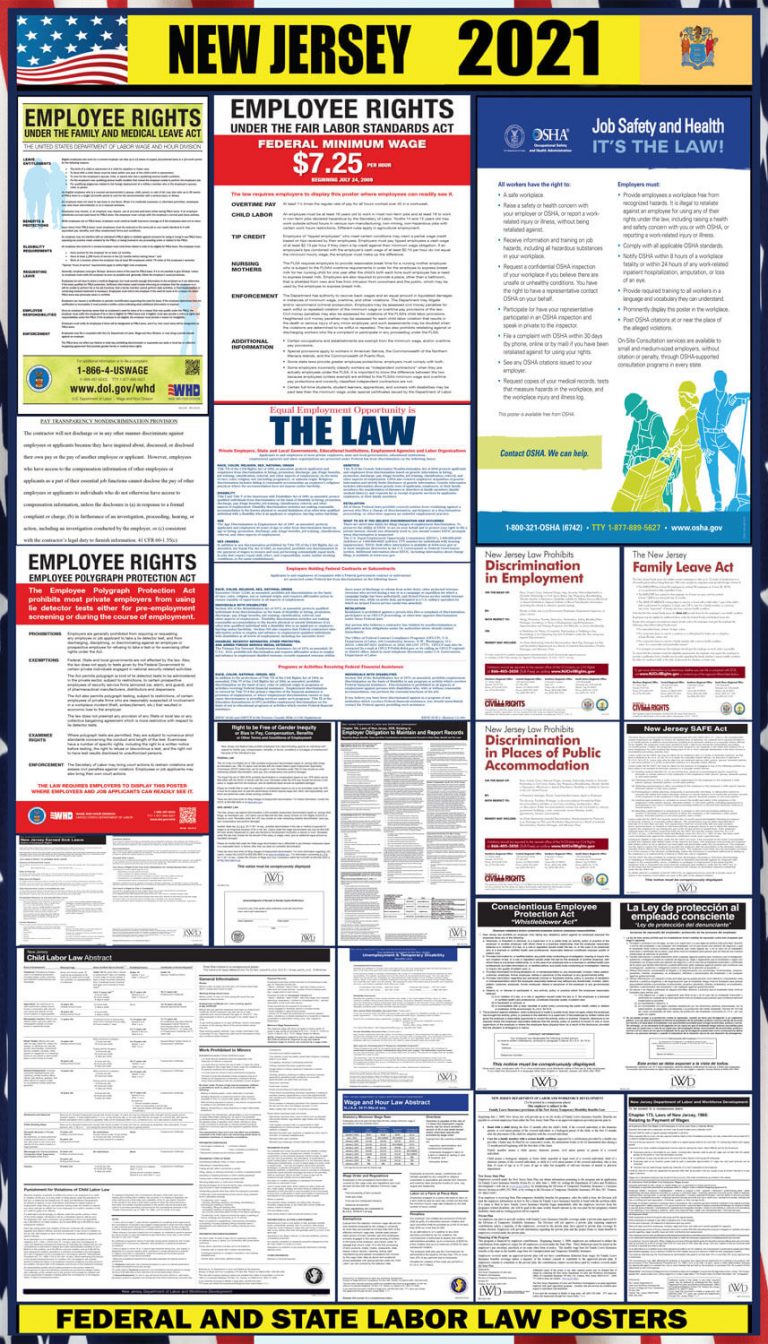 2021 New Jersey Labor Law Posters ⭐ State, Federal, OSHA