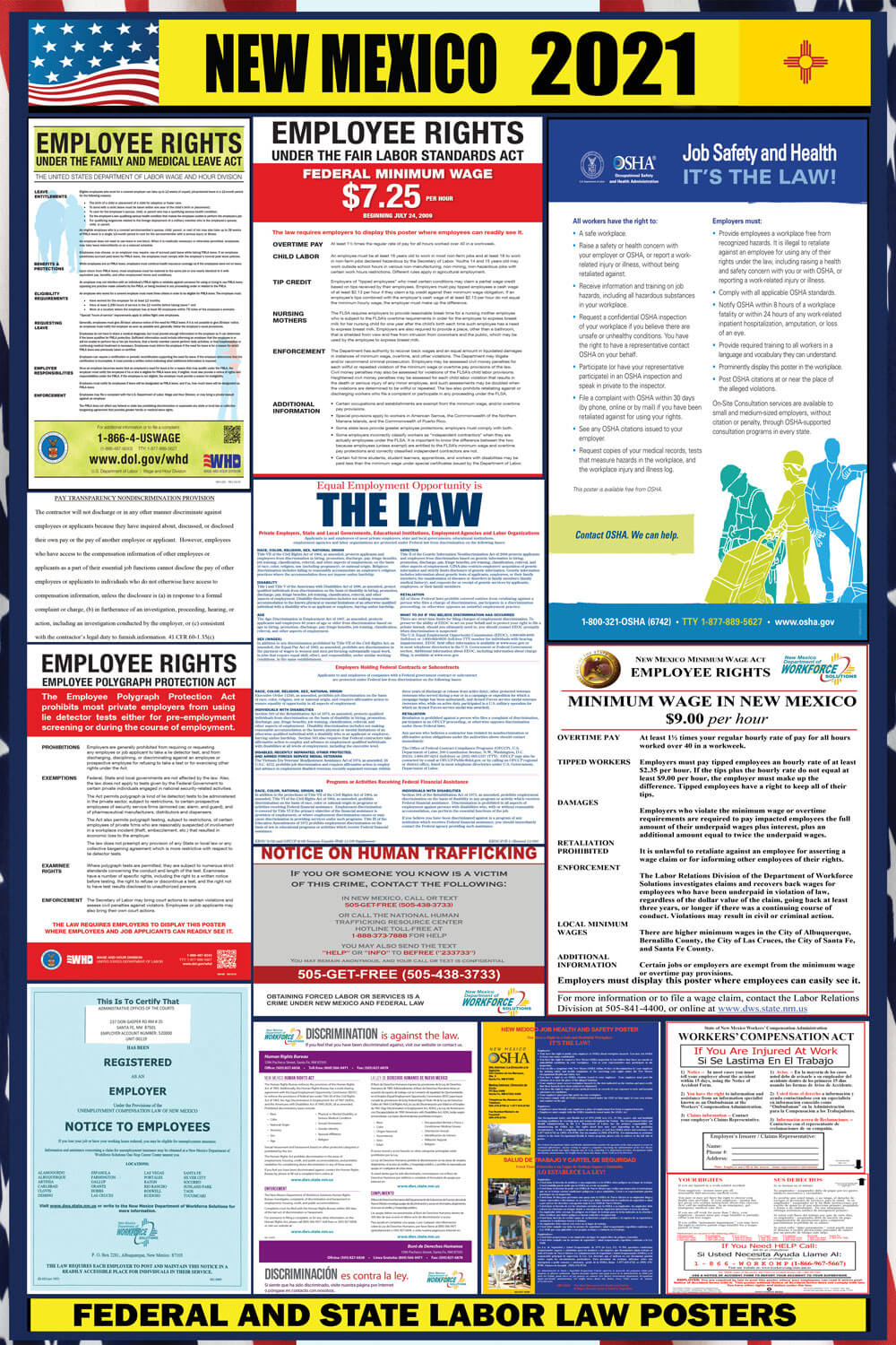 2021 New Mexico Labor Law Posters State Federal OSHA 