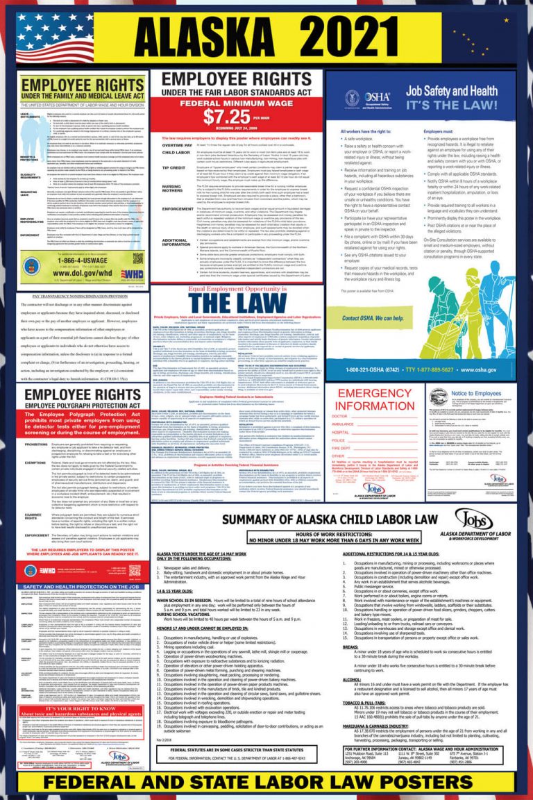 2021 Alaska Labor Law Posters ⭐ | State, Federal, OSHA | LABORLAWHRSIGNS