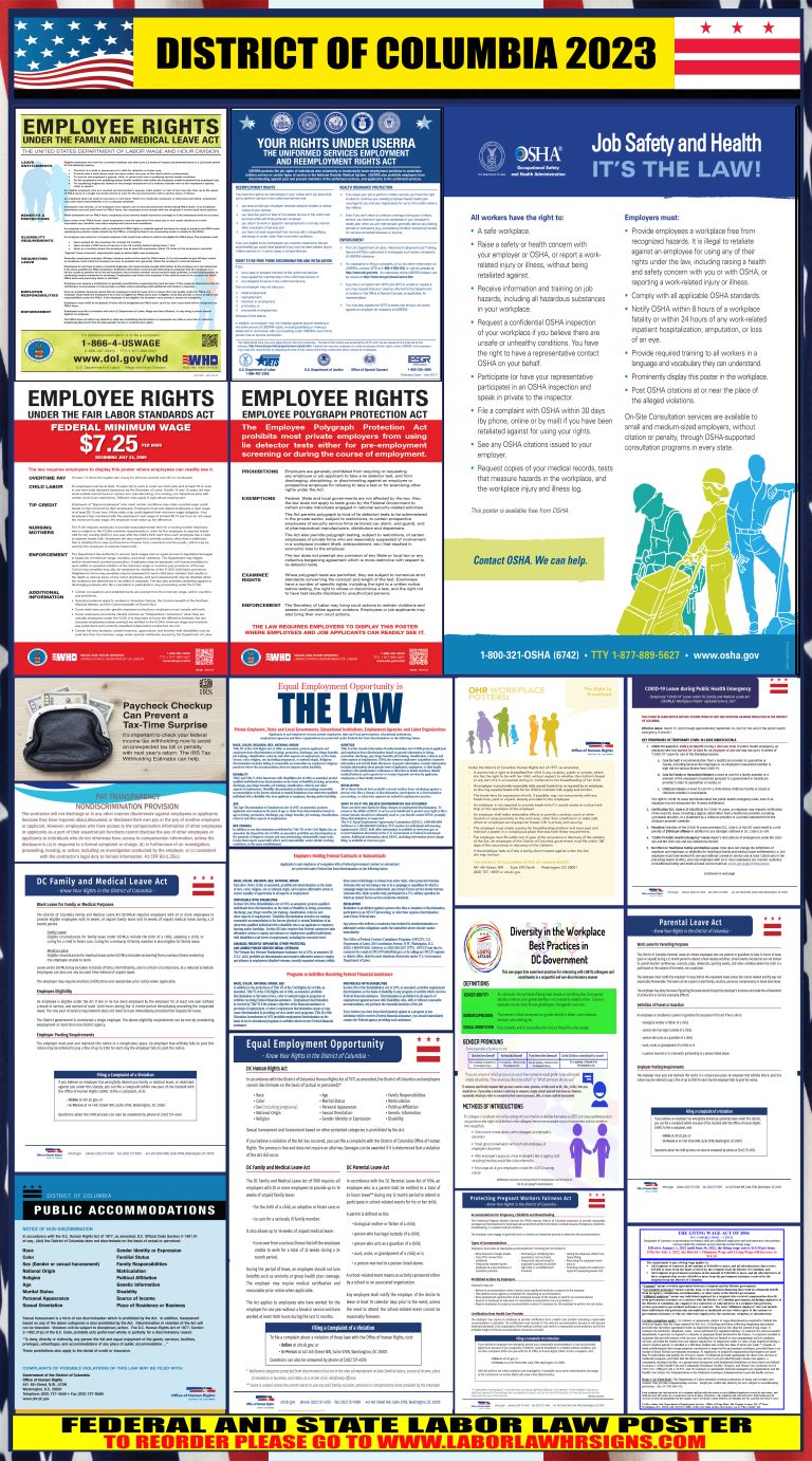 2023 District Of Columbia Labor Law Posters ⭐ | State, Federal, OSHA ...