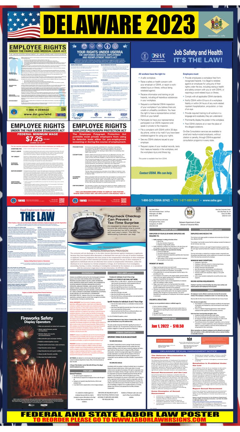 2023 Delaware Labor Law Posters ⭐ State, Federal, OSHA LABORLAWHRSIGNS