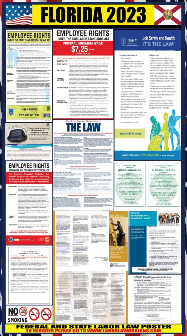 2023 Florida Labor Law Posters ⭐ State, Federal, OSHA LABORLAWHRSIGNS