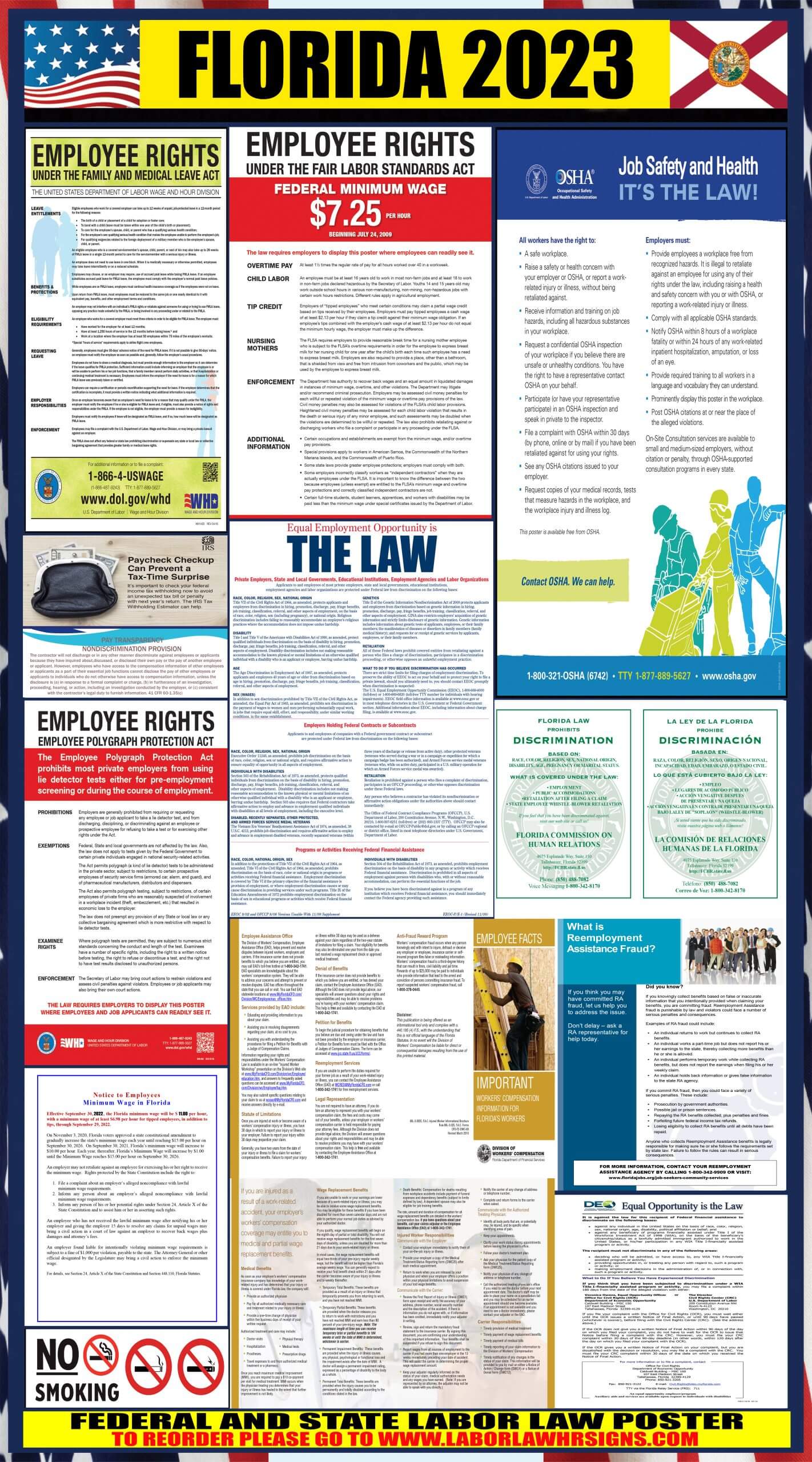 2023 Florida Labor Law Posters ⭐ State Federal Osha Laborlawhrsigns