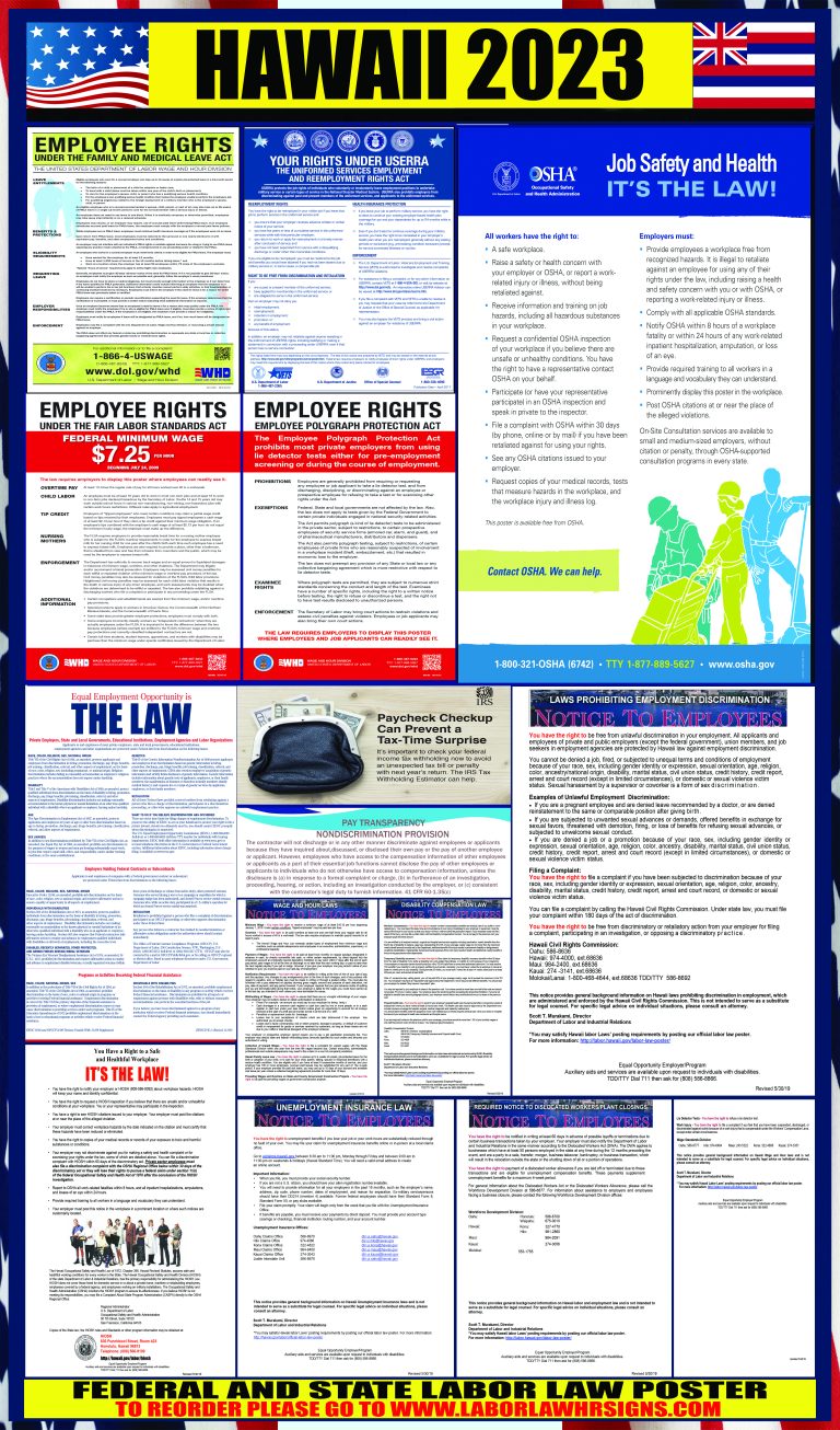 2023 Hawaii Labor Law Posters ⭐ State, Federal, OSHA LABORLAWHRSIGNS
