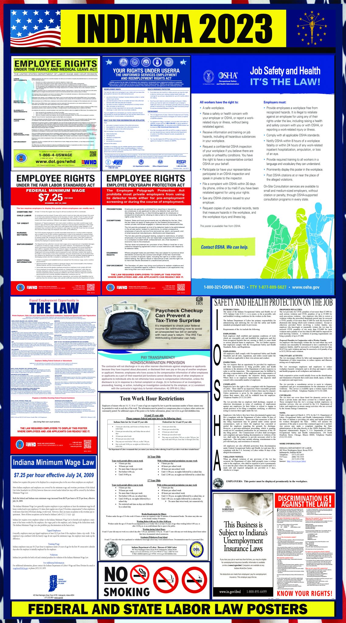 2023 Indiana Labor Law Posters ⭐ | State, Federal, OSHA | LABORLAWHRSIGNS