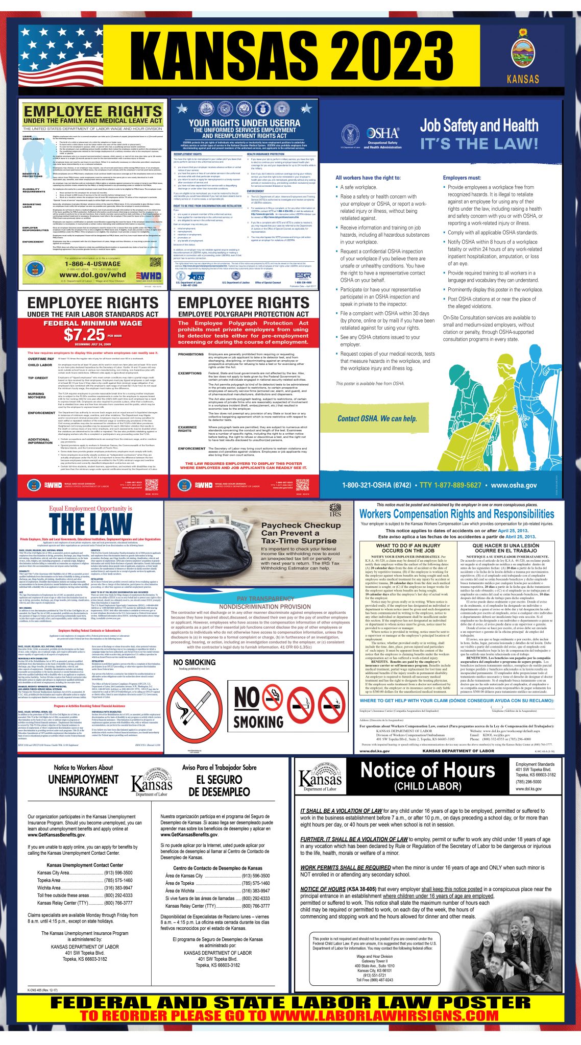 2023 Kansas Labor Law Posters ⭐ State, Federal, OSHA LABORLAWHRSIGNS