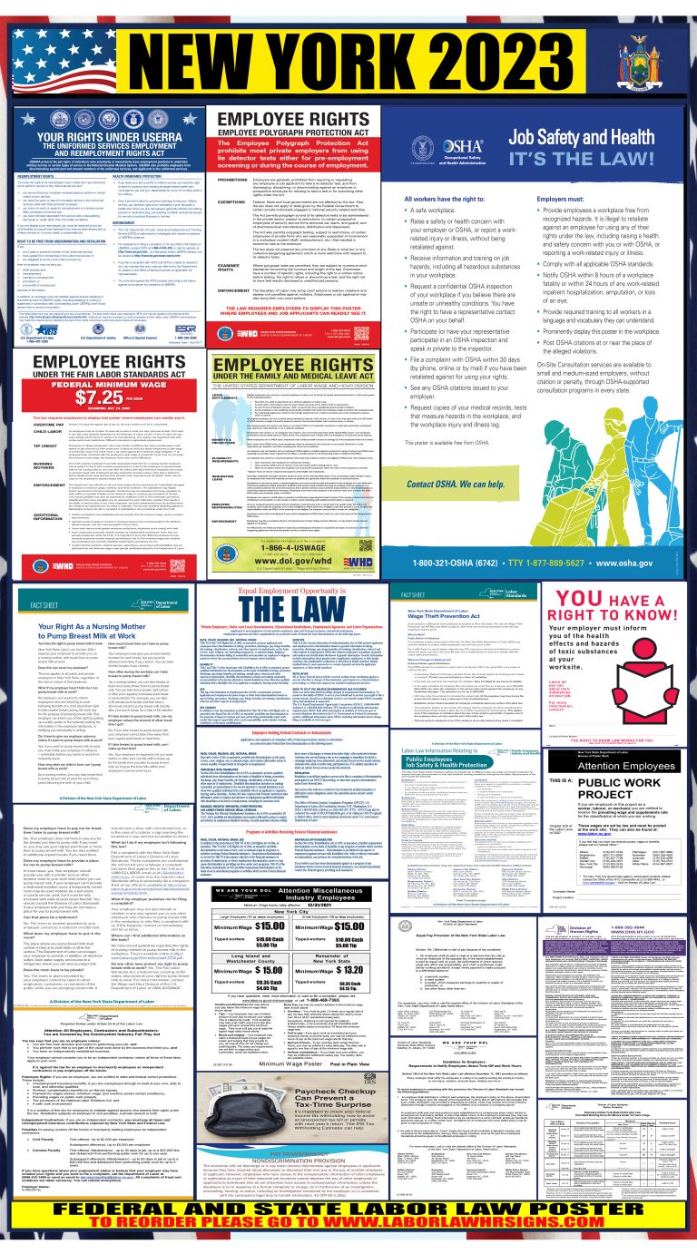 2023 New York Labor Law Posters ⭐ | State, Federal, OSHA | LABORLAWHRSIGNS