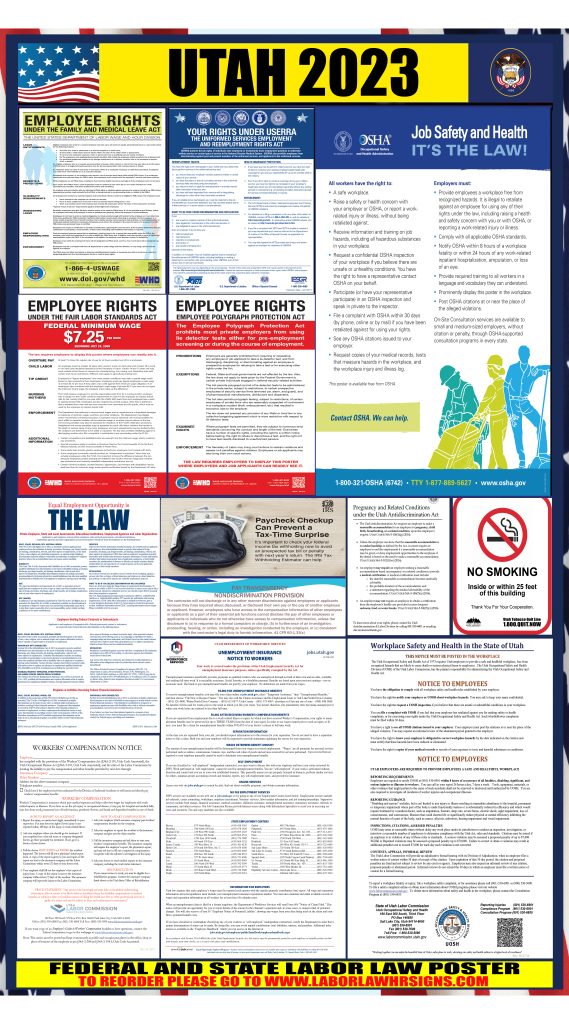 2023 Utah Labor Law Posters ⭐ State, Federal, OSHA LABORLAWHRSIGNS
